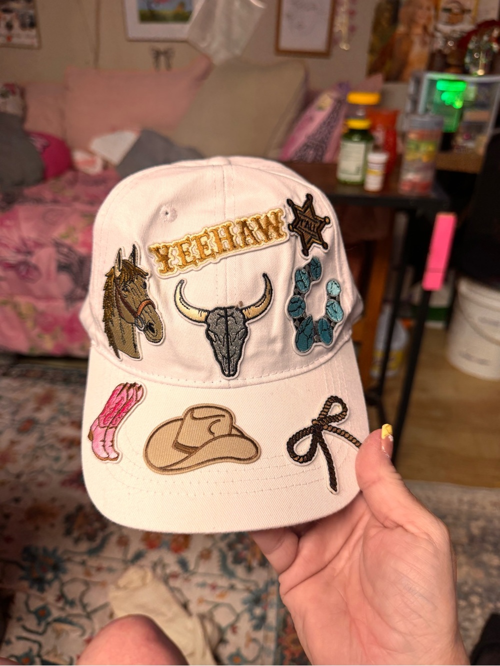 Yeehaw Embroidered ladies Baseball Cap with Western Patches